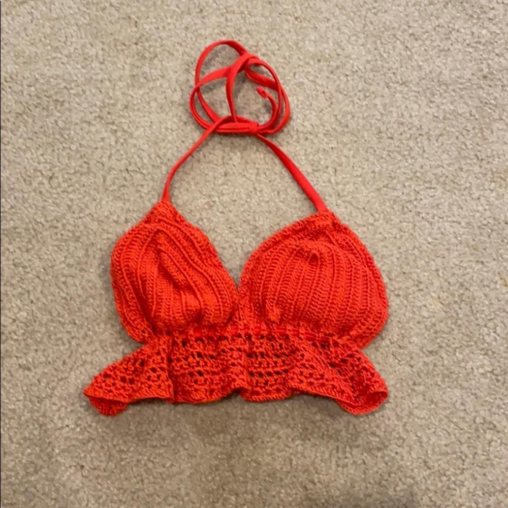 Red crochet bikini top!